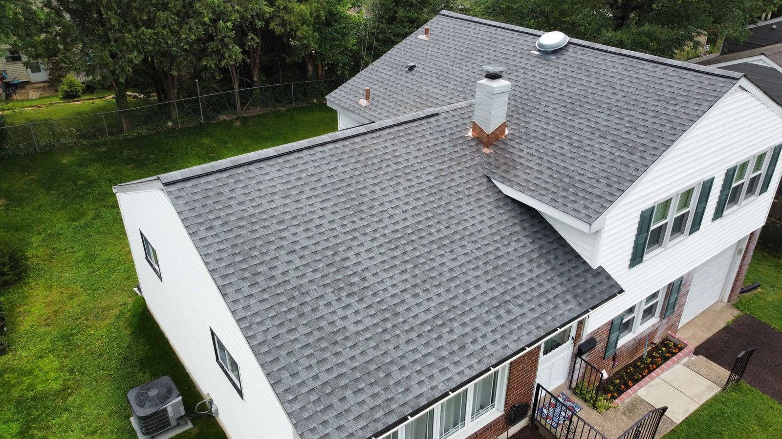 Finished roof replacement rear view — Shelby Roofing Services serving Montgomery County PA