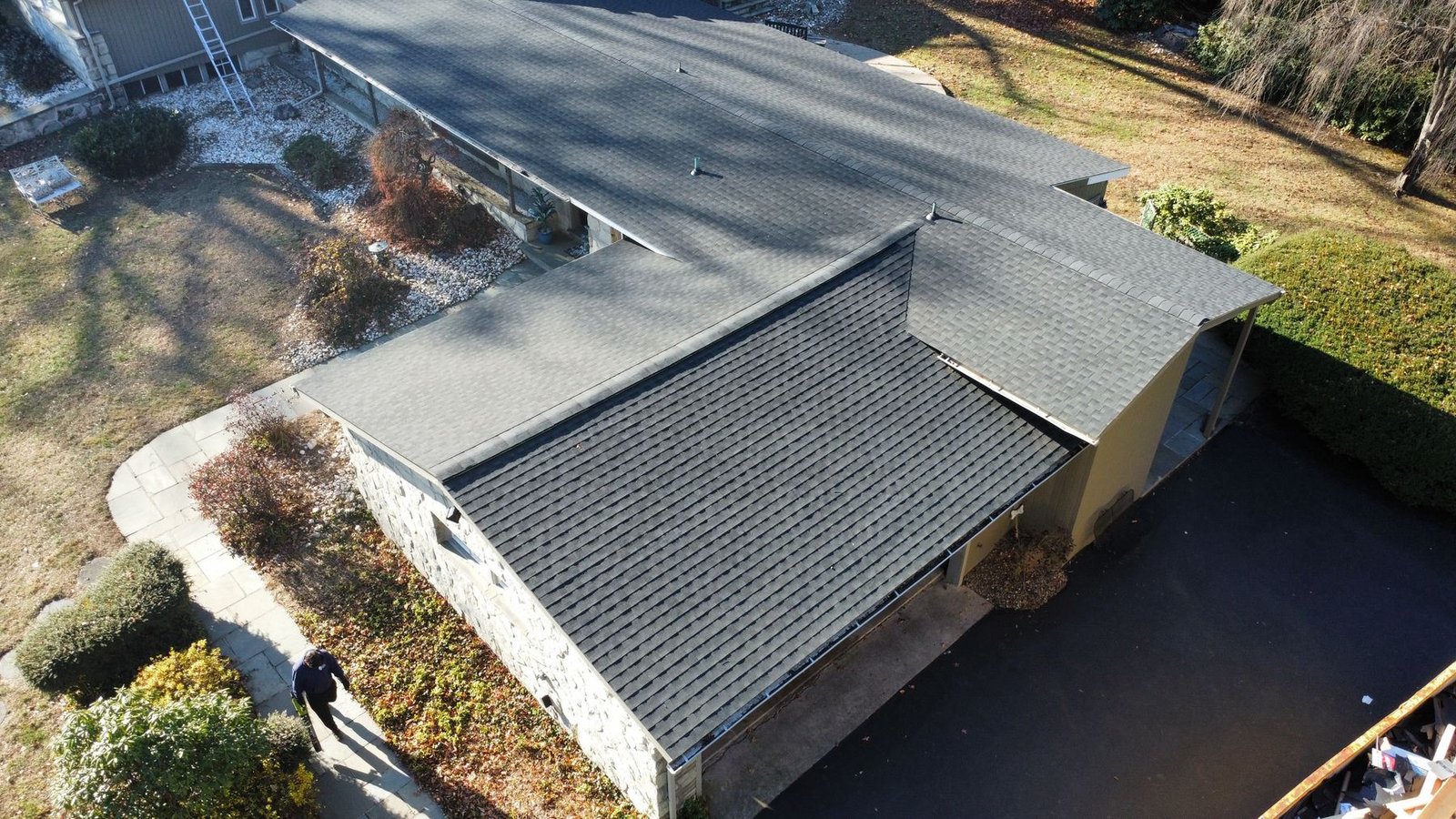 After — top-down view of completed new shingle installation — Shelby Roofing Services PA