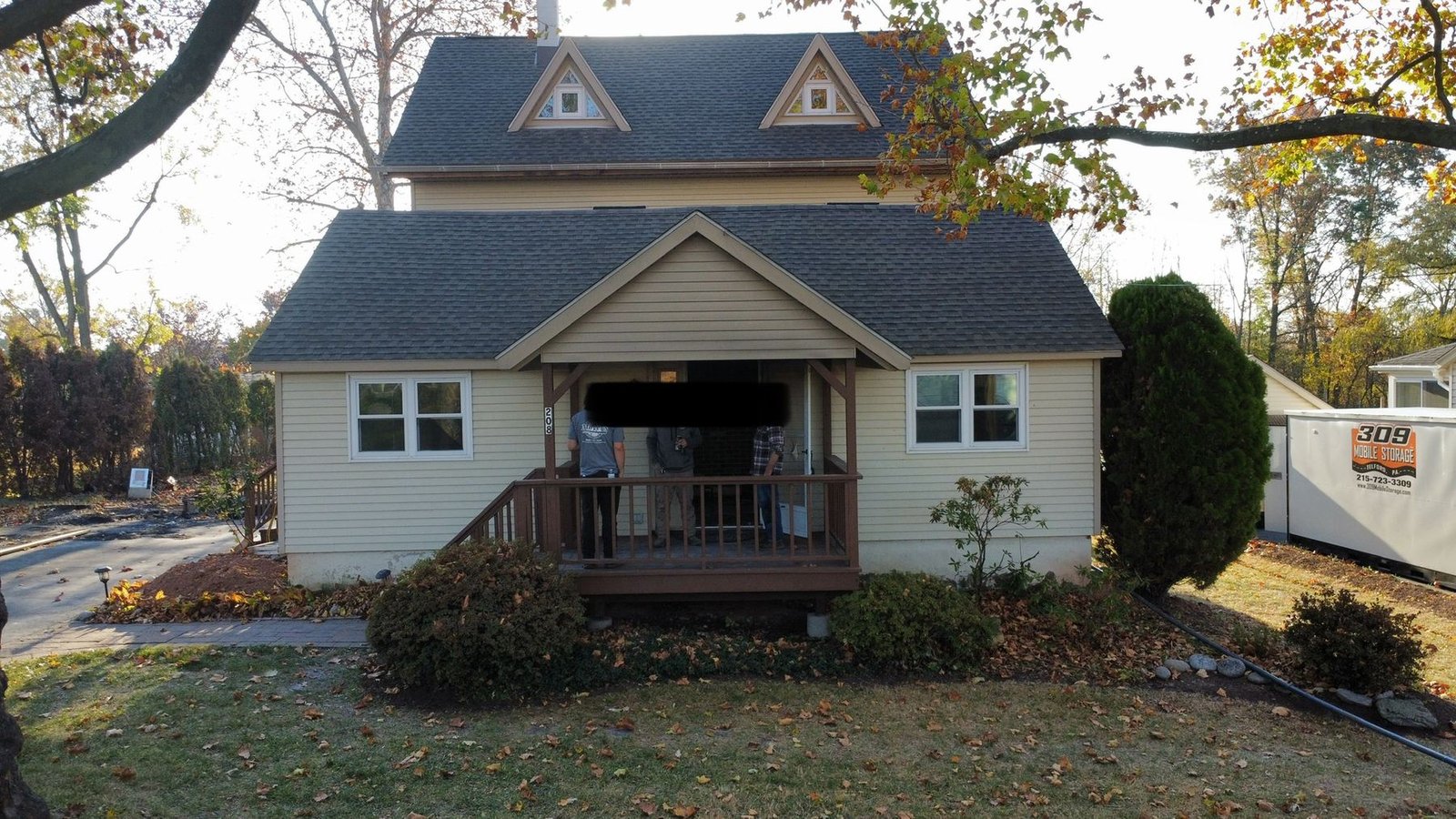 Before — aerial of original cottage with old shingles, PA