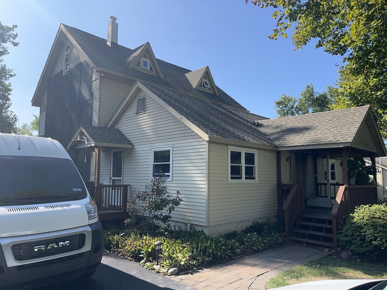 Before — street view of original cottage with old shingles prior to home expansion, PA
