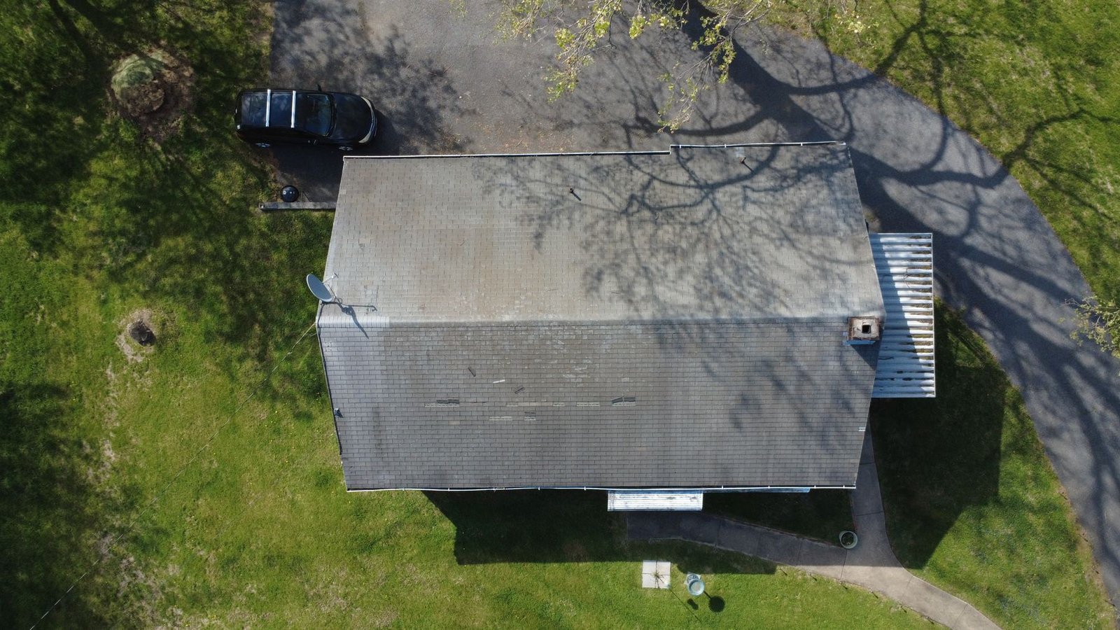 Before — aerial view of brick ranch, PA