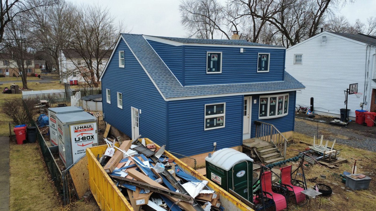 After — aerial view of completed gambrel cape — Shelby Roofing Services NJ