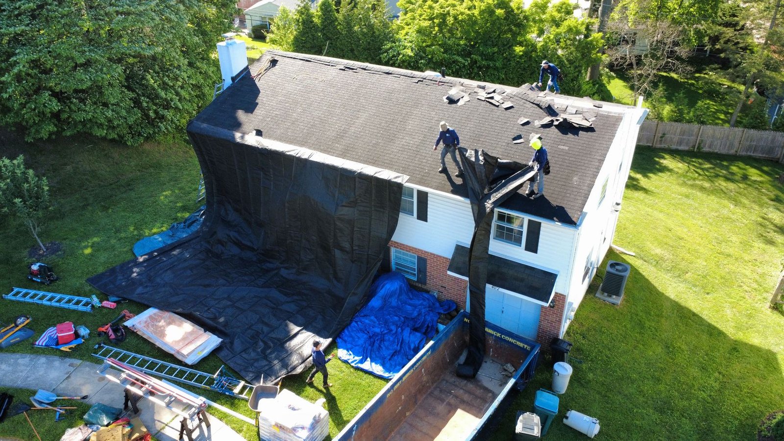 In-progress — roofing installation on split-level home, PA