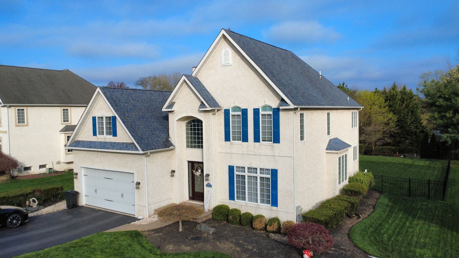 Before — front close view showing existing shingle roof condition, PA