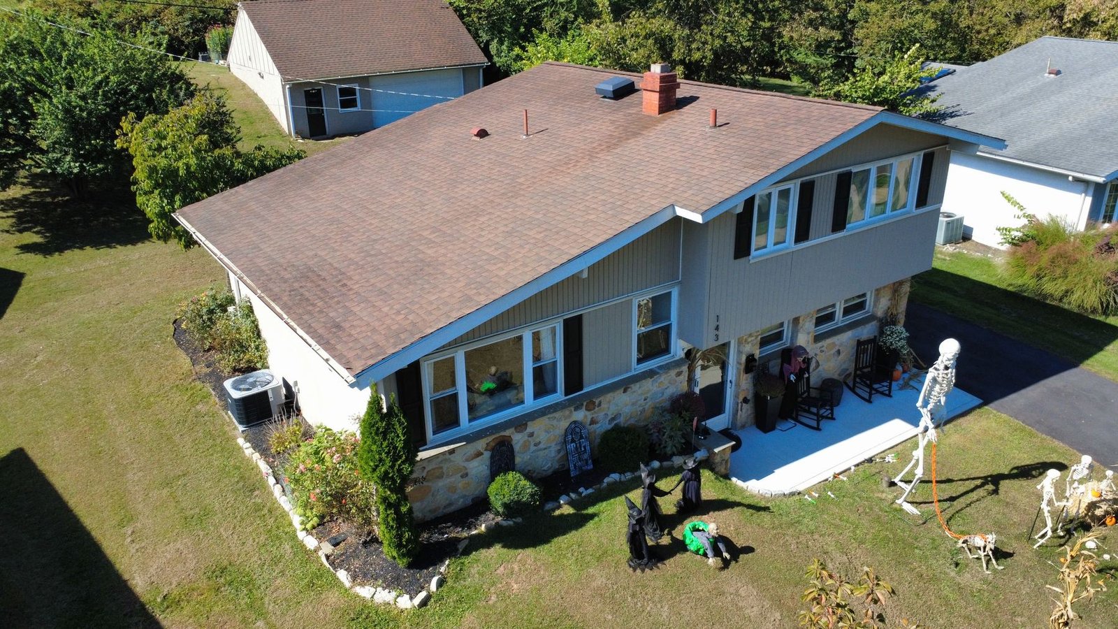 Before — aerial view showing storm damage extent, PA